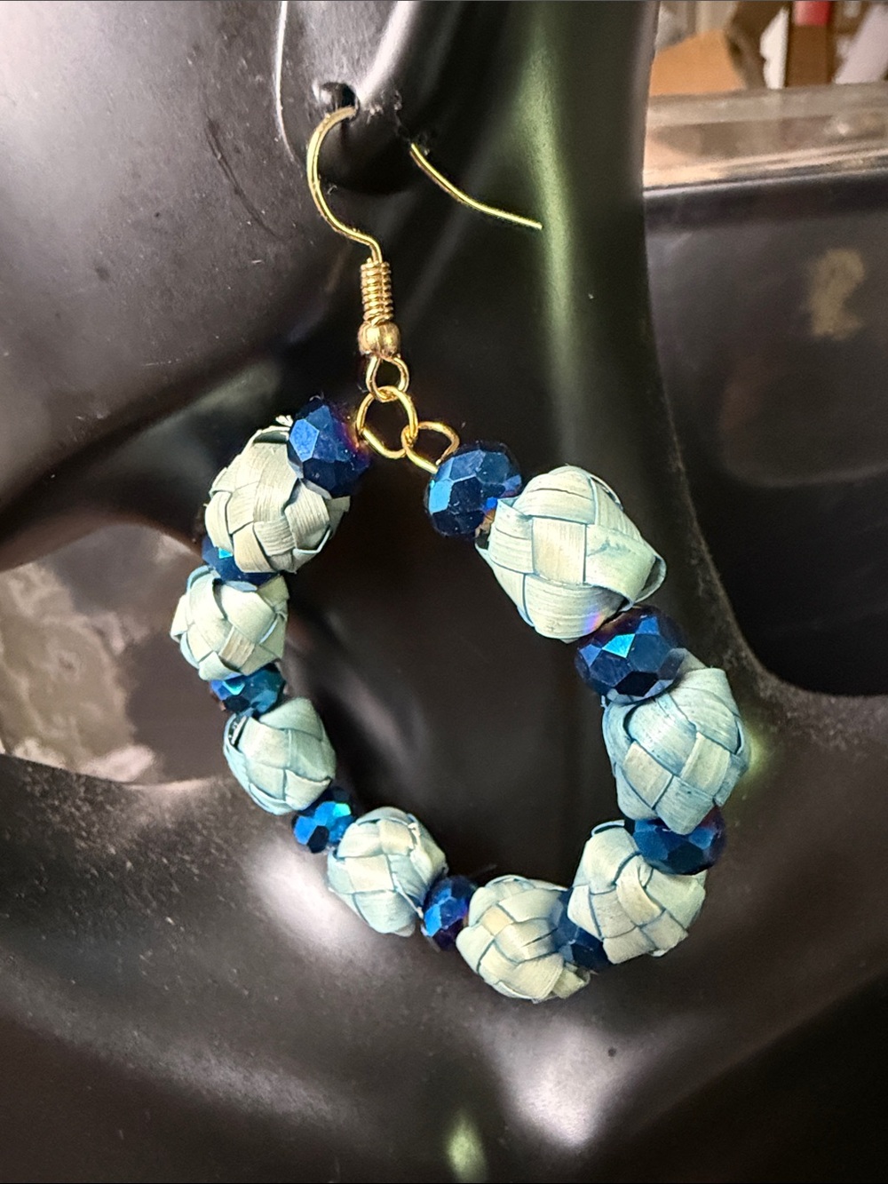 Handmade Palm Leaf Hoop Earrings: Brazilian Artisan Jewelry